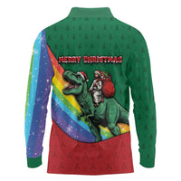 T Rex And Jesus Christmas Long Sleeve Polo Shirt Not Today Santa - Wonder Print Shop