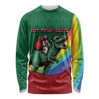 T Rex And Jesus Christmas Long Sleeve Shirt Not Today Santa - Wonder Print Shop