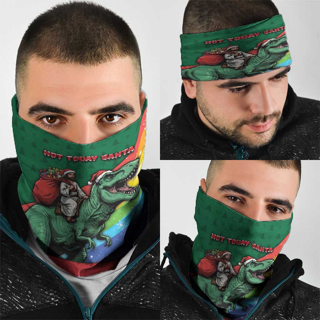 T Rex And Jesus Christmas Neck Gaiter Not Today Santa - Wonder Print Shop
