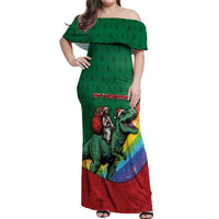 T Rex And Jesus Christmas Off Shoulder Maxi Dress Not Today Santa - Wonder Print Shop