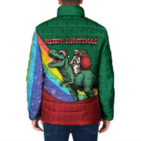 T Rex And Jesus Christmas Padded Jacket Not Today Santa - Wonder Print Shop
