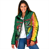 T Rex And Jesus Christmas Padded Jacket Not Today Santa - Wonder Print Shop