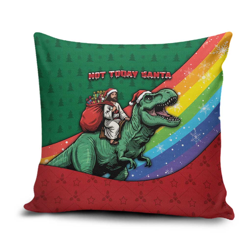 T Rex And Jesus Christmas Pillow Cover Not Today Santa - Wonder Print Shop