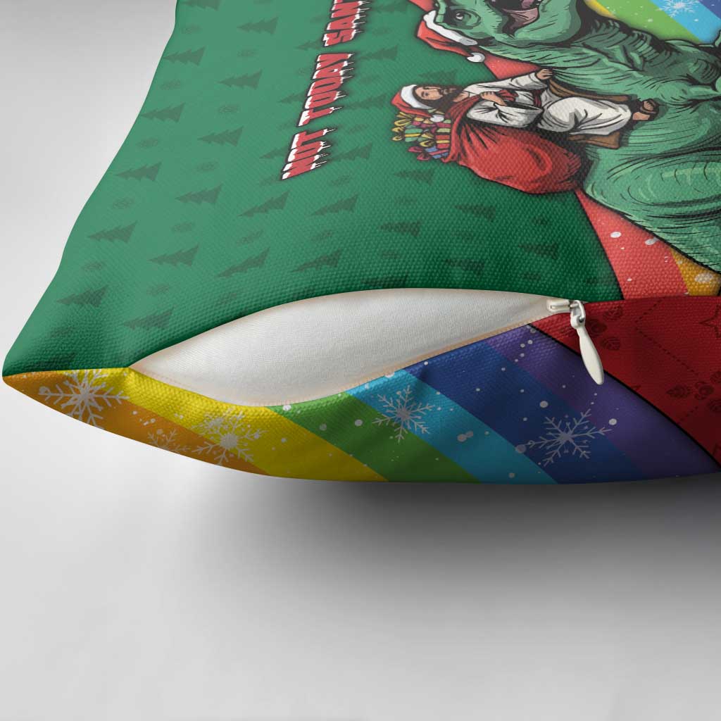 T Rex And Jesus Christmas Pillow Cover Not Today Santa - Wonder Print Shop