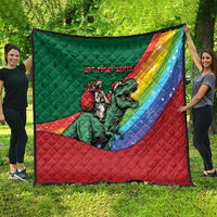 T Rex And Jesus Christmas Quilt Not Today Santa - Wonder Print Shop