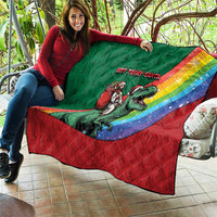 T Rex And Jesus Christmas Quilt Not Today Santa - Wonder Print Shop