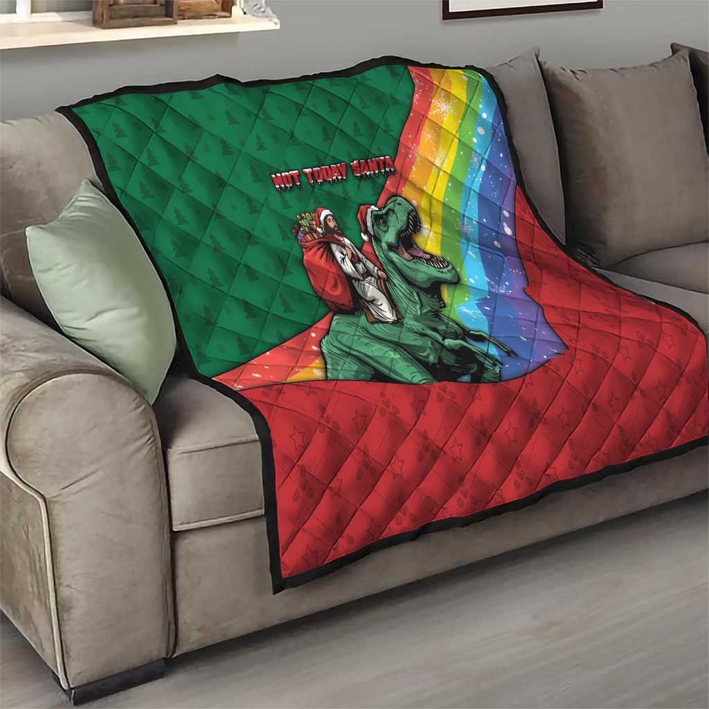 T Rex And Jesus Christmas Quilt Not Today Santa - Wonder Print Shop