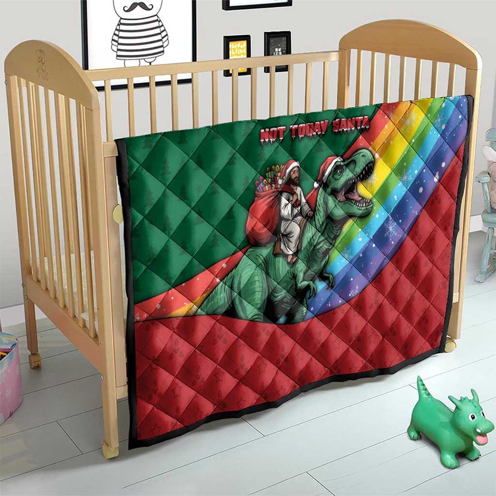 T Rex And Jesus Christmas Quilt Not Today Santa - Wonder Print Shop