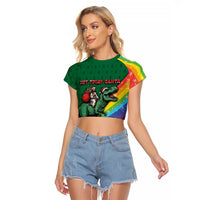 T Rex And Jesus Christmas Raglan Cropped T Shirt Not Today Santa - Wonder Print Shop