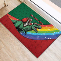 T Rex And Jesus Christmas Rubber Doormat Not Today Santa - Wonder Print Shop