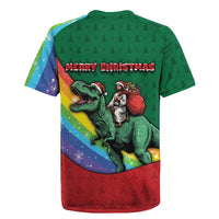 T Rex And Jesus Christmas Rugby Jersey Not Today Santa - Wonder Print Shop
