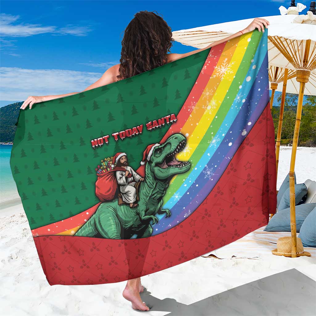 T Rex And Jesus Christmas Sarong Not Today Santa - Wonder Print Shop