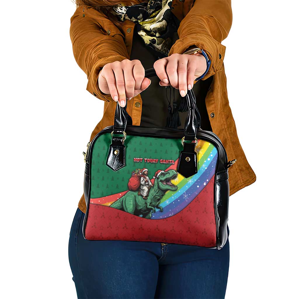 T Rex And Jesus Christmas Shoulder Handbag Not Today Santa - Wonder Print Shop