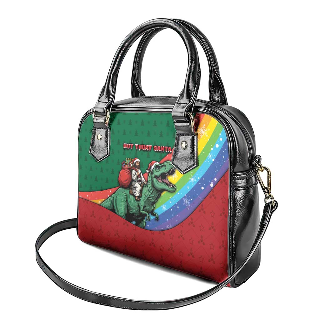 T Rex And Jesus Christmas Shoulder Handbag Not Today Santa - Wonder Print Shop