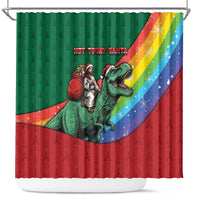T Rex And Jesus Christmas Shower Curtain Not Today Santa - Wonder Print Shop