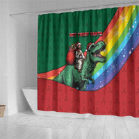 T Rex And Jesus Christmas Shower Curtain Not Today Santa - Wonder Print Shop