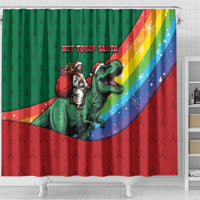 T Rex And Jesus Christmas Shower Curtain Not Today Santa - Wonder Print Shop
