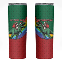 T Rex And Jesus Christmas Skinny Tumbler Not Today Santa - Wonder Print Shop