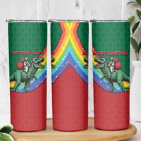 T Rex And Jesus Christmas Skinny Tumbler Not Today Santa - Wonder Print Shop