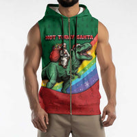 T Rex And Jesus Christmas Sleeveless Zip Hoodie Not Today Santa - Wonder Print Shop