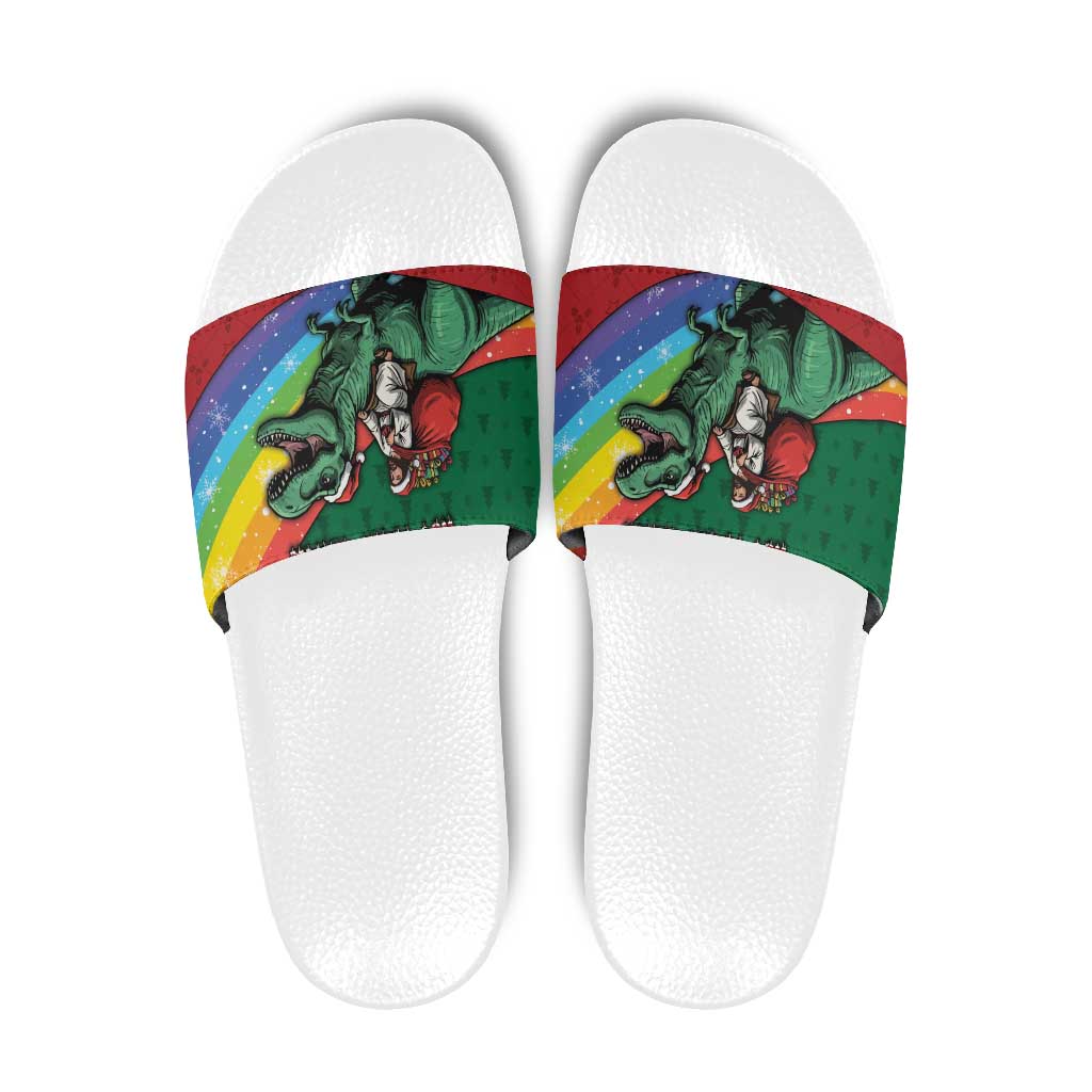 T Rex And Jesus Christmas Slide Sandals Not Today Santa - Wonder Print Shop