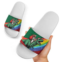 T Rex And Jesus Christmas Slide Sandals Not Today Santa - Wonder Print Shop