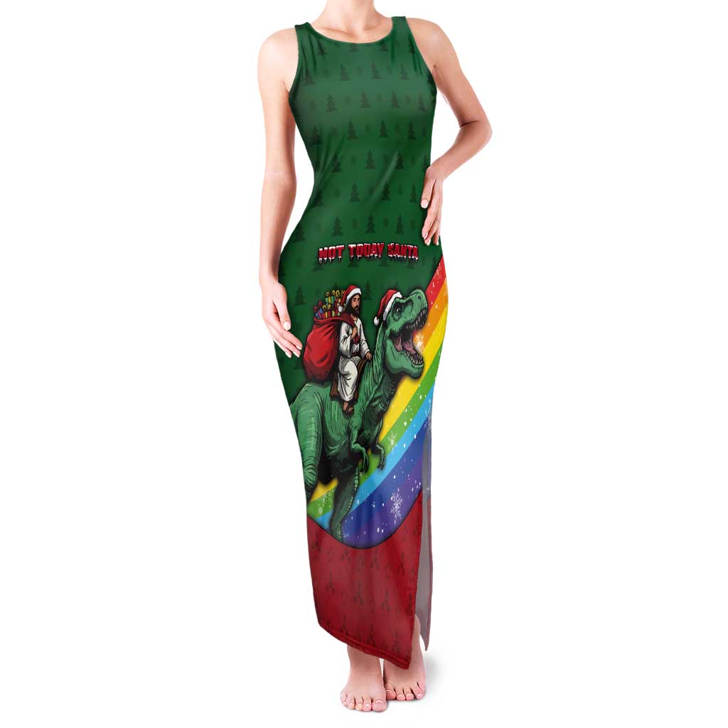 T Rex And Jesus Christmas Tank Maxi Dress Not Today Santa - Wonder Print Shop