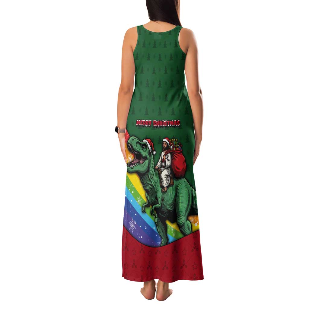 T Rex And Jesus Christmas Tank Maxi Dress Not Today Santa - Wonder Print Shop