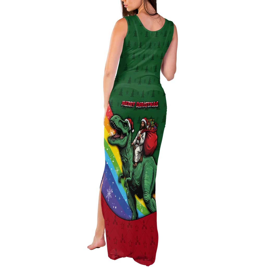 T Rex And Jesus Christmas Tank Maxi Dress Not Today Santa - Wonder Print Shop