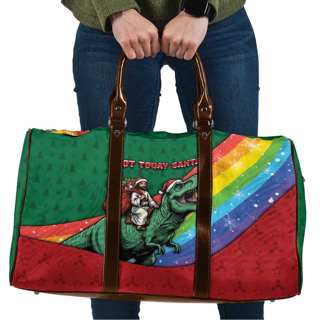 T Rex And Jesus Christmas Travel Bag Not Today Santa - Wonder Print Shop