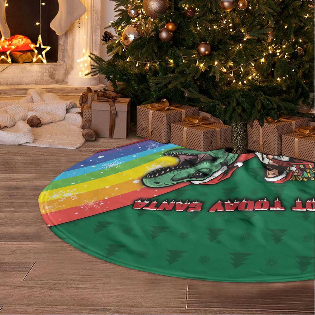 T Rex And Jesus Christmas Tree Skirt Not Today Santa - Wonder Print Shop