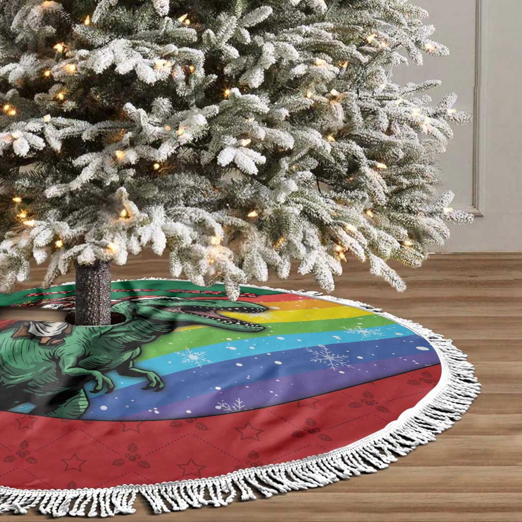 T Rex And Jesus Christmas Tree Skirt Not Today Santa - Wonder Print Shop