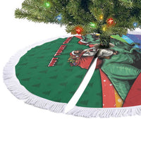 T Rex And Jesus Christmas Tree Skirt Not Today Santa - Wonder Print Shop