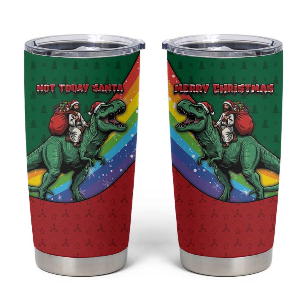 T Rex And Jesus Christmas Tumbler Cup Not Today Santa - Wonder Print Shop