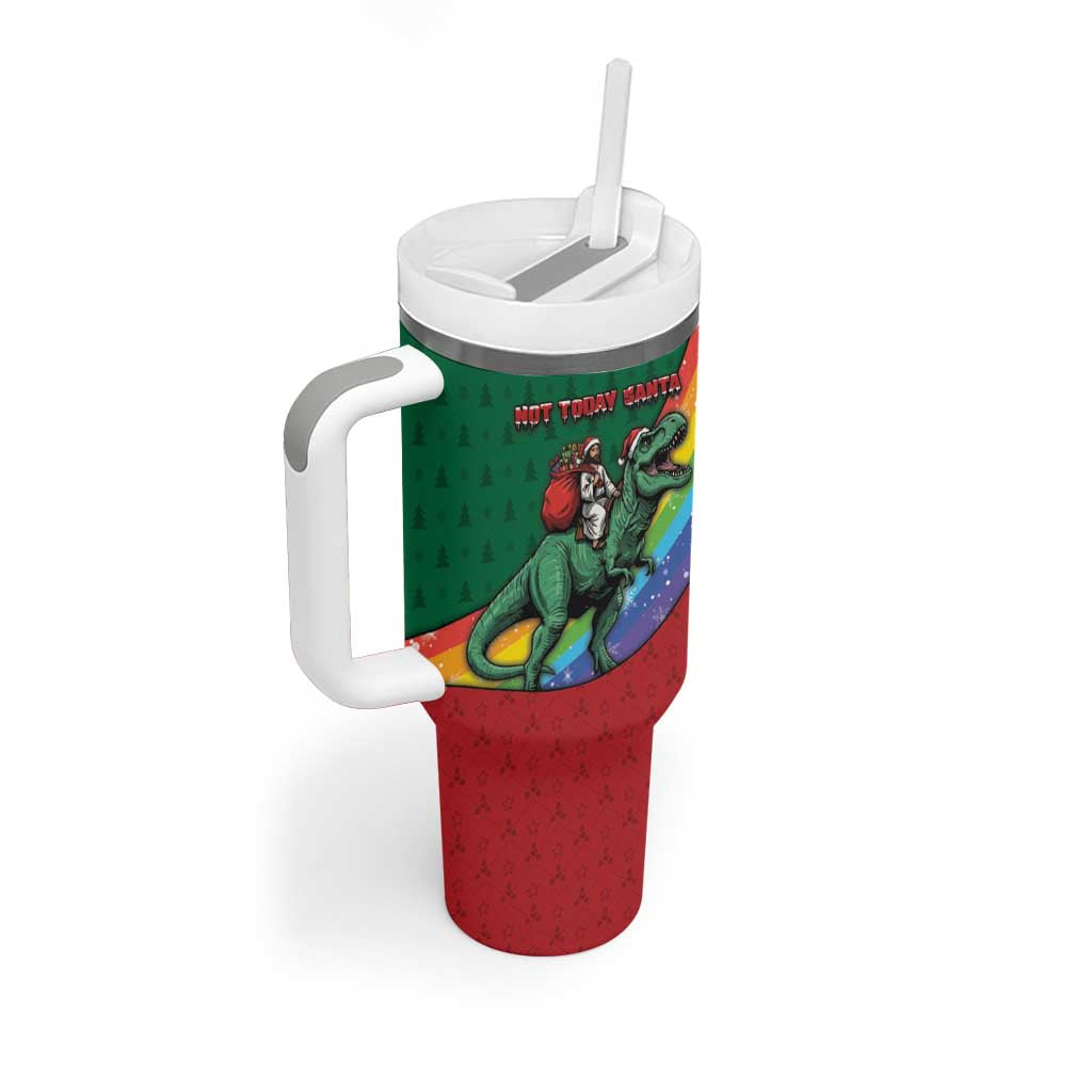 T Rex And Jesus Christmas Tumbler With Handle Not Today Santa - Wonder Print Shop