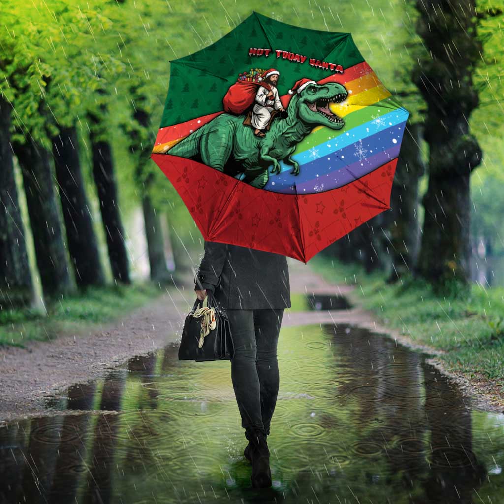 T Rex And Jesus Christmas Umbrella Not Today Santa - Wonder Print Shop