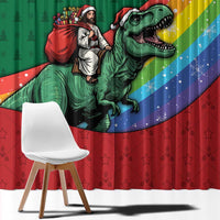 T Rex And Jesus Christmas Window Curtain Not Today Santa - Wonder Print Shop