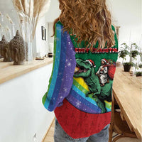 T Rex And Jesus Christmas Women Casual Shirt Not Today Santa - Wonder Print Shop