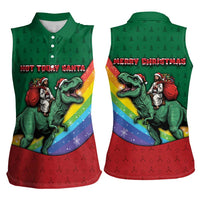 T Rex And Jesus Christmas Women Sleeveless Polo Shirt Not Today Santa - Wonder Print Shop