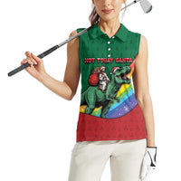 T Rex And Jesus Christmas Women Sleeveless Polo Shirt Not Today Santa - Wonder Print Shop