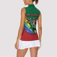 T Rex And Jesus Christmas Women Sleeveless Polo Shirt Not Today Santa - Wonder Print Shop