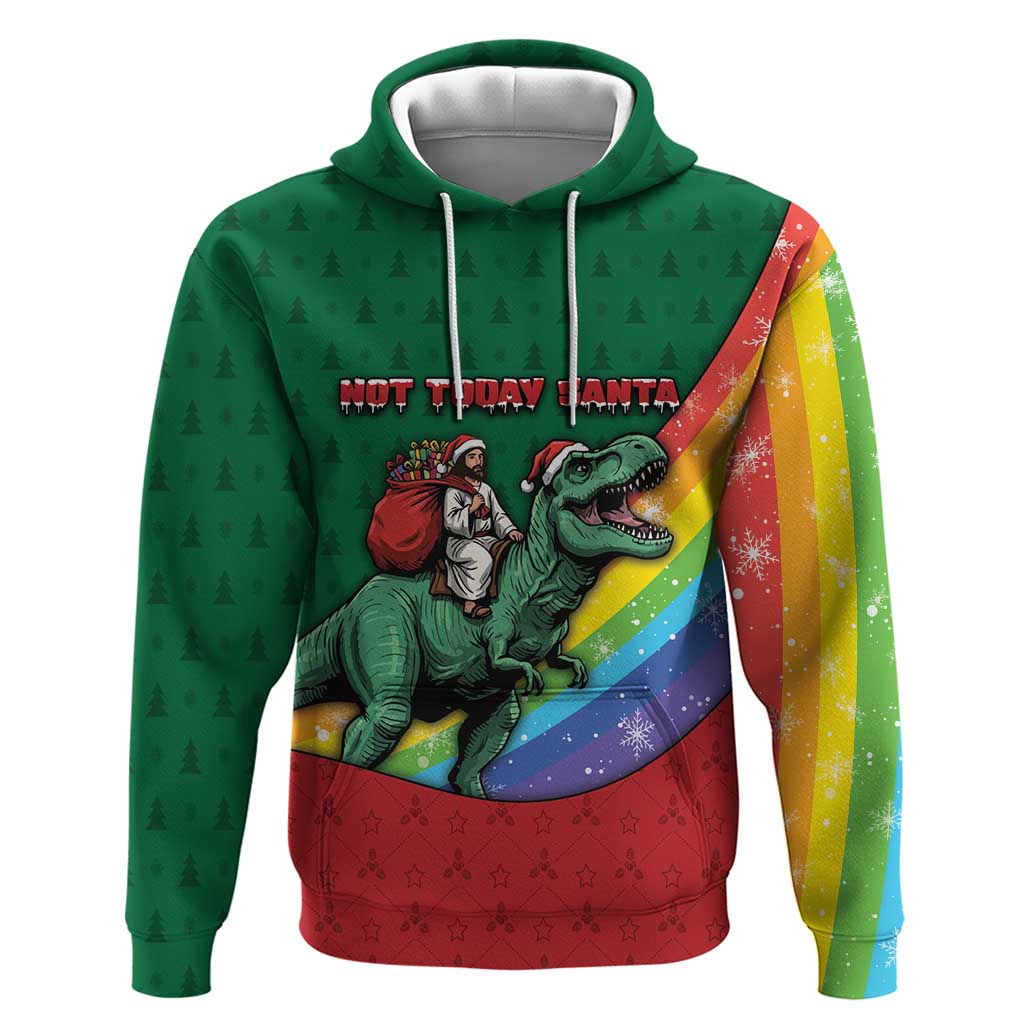T Rex And Jesus Christmas Zip Hoodie Not Today Santa - Wonder Print Shop