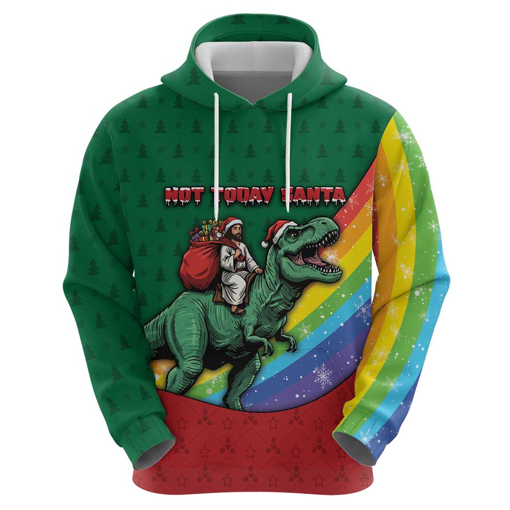 T Rex And Jesus Christmas Zip Hoodie Not Today Santa - Wonder Print Shop