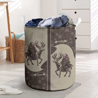 Western Yoke Laundry Basket Skeleton Cowboy Santa On A Reindeer - Wonder Print Shop