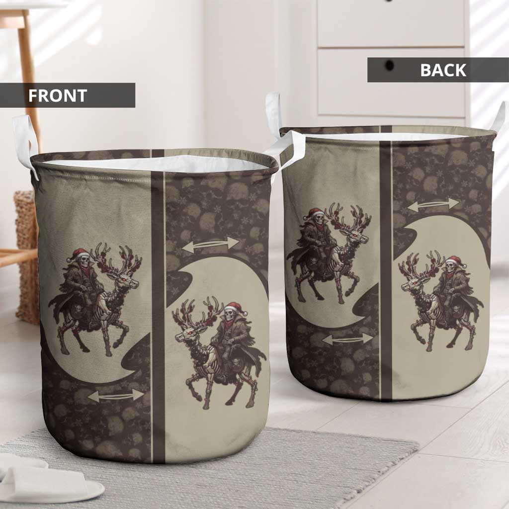 Western Yoke Laundry Basket Skeleton Cowboy Santa On A Reindeer - Wonder Print Shop