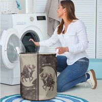 Western Yoke Laundry Basket Skeleton Cowboy Santa On A Reindeer - Wonder Print Shop