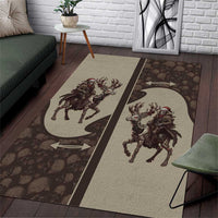 Western Yoke Area Rug Skeleton Cowboy Santa On A Reindeer - Wonder Print Shop