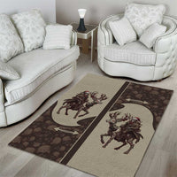 Western Yoke Area Rug Skeleton Cowboy Santa On A Reindeer - Wonder Print Shop