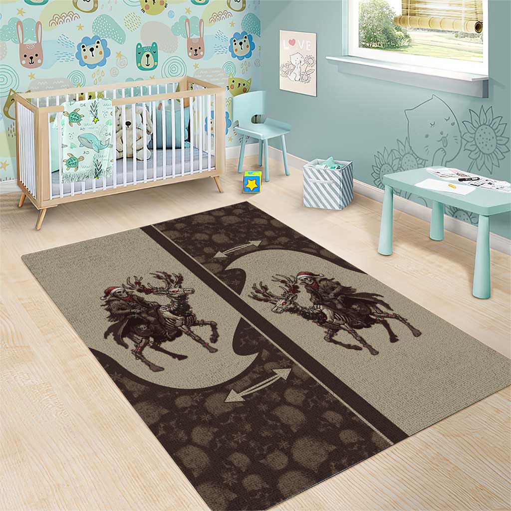 Western Yoke Area Rug Skeleton Cowboy Santa On A Reindeer - Wonder Print Shop