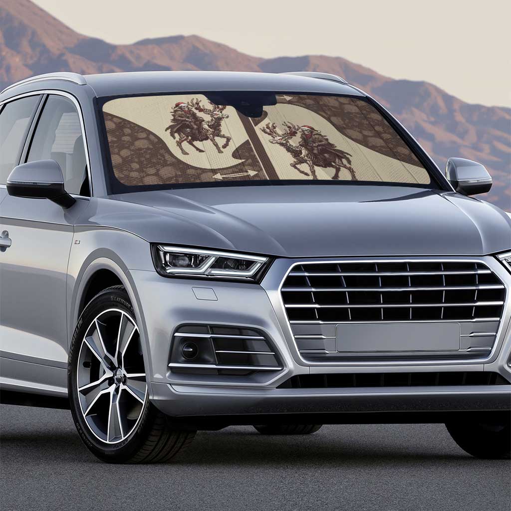 Western Yoke Auto Sun Shade Skeleton Cowboy Santa On A Reindeer - Wonder Print Shop